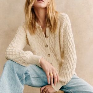 Sezane Andie Cardigan Cream - Size S